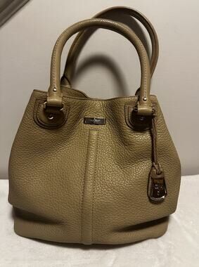 Cole Haan Handbag Tan Orange Women Large Leather Satchel Hobo Purse Designer